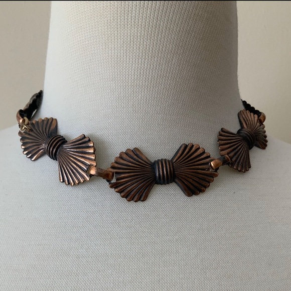 VTG Burnished Copper Modernist Choker Necklace - Picture 1 of 7